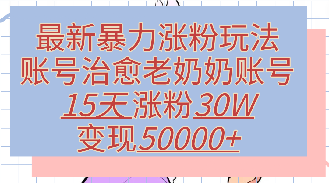 暴力涨粉玩法，治愈老奶奶账号，15天涨粉30W，变现50000+【揭秘】-北京金博维修中心