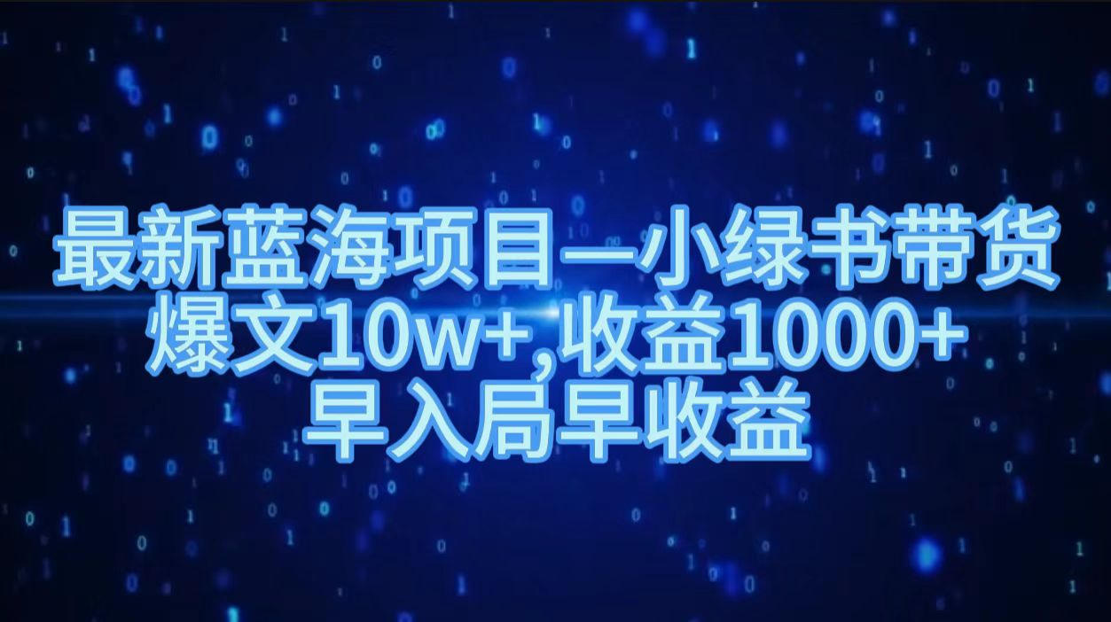 最新蓝海项目小绿书带货，爆文10w＋，收益1000＋，早入局早获益！！-北京金博维修中心